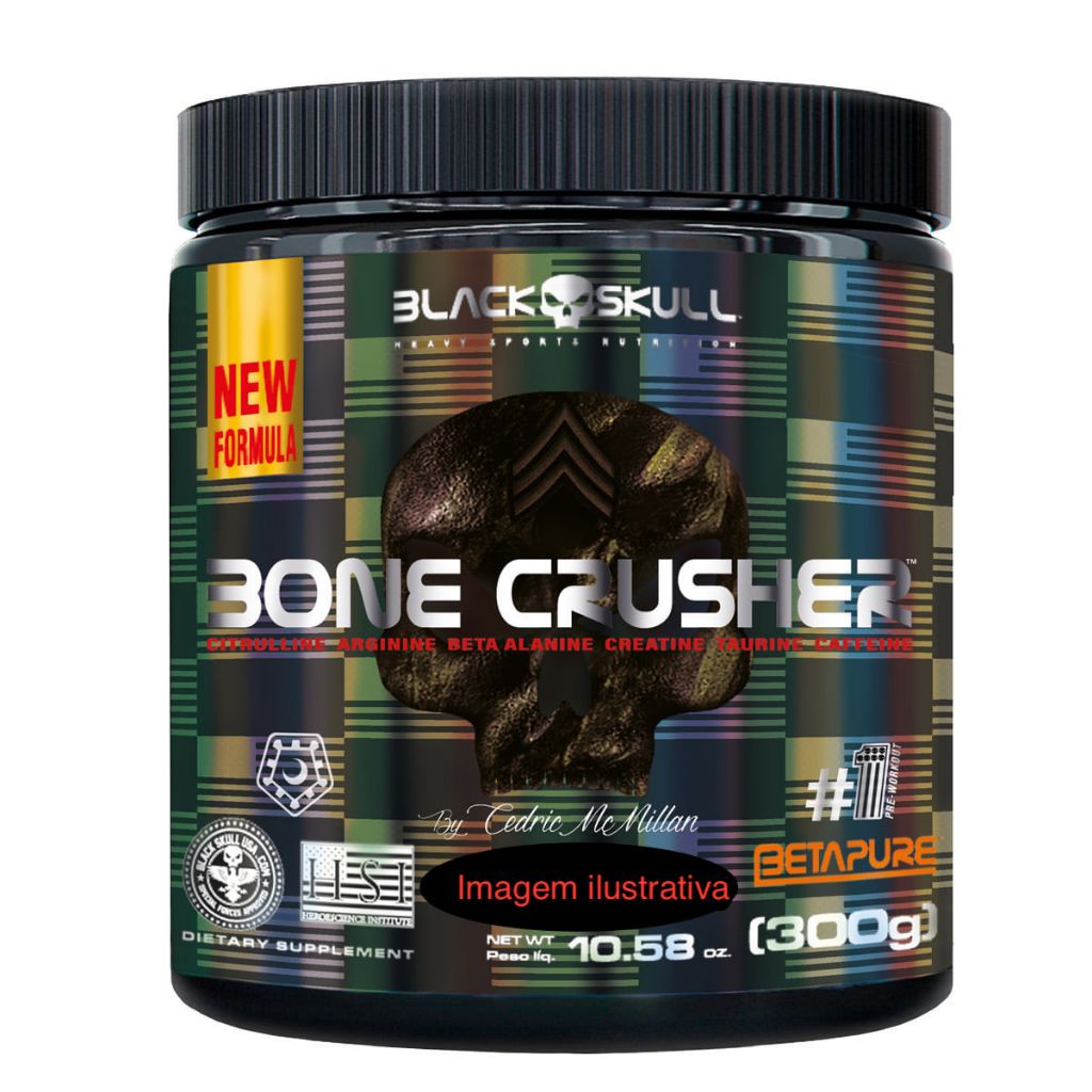 Pré treino Bone Crusher 300g Black Skull em Oferta na Shopee