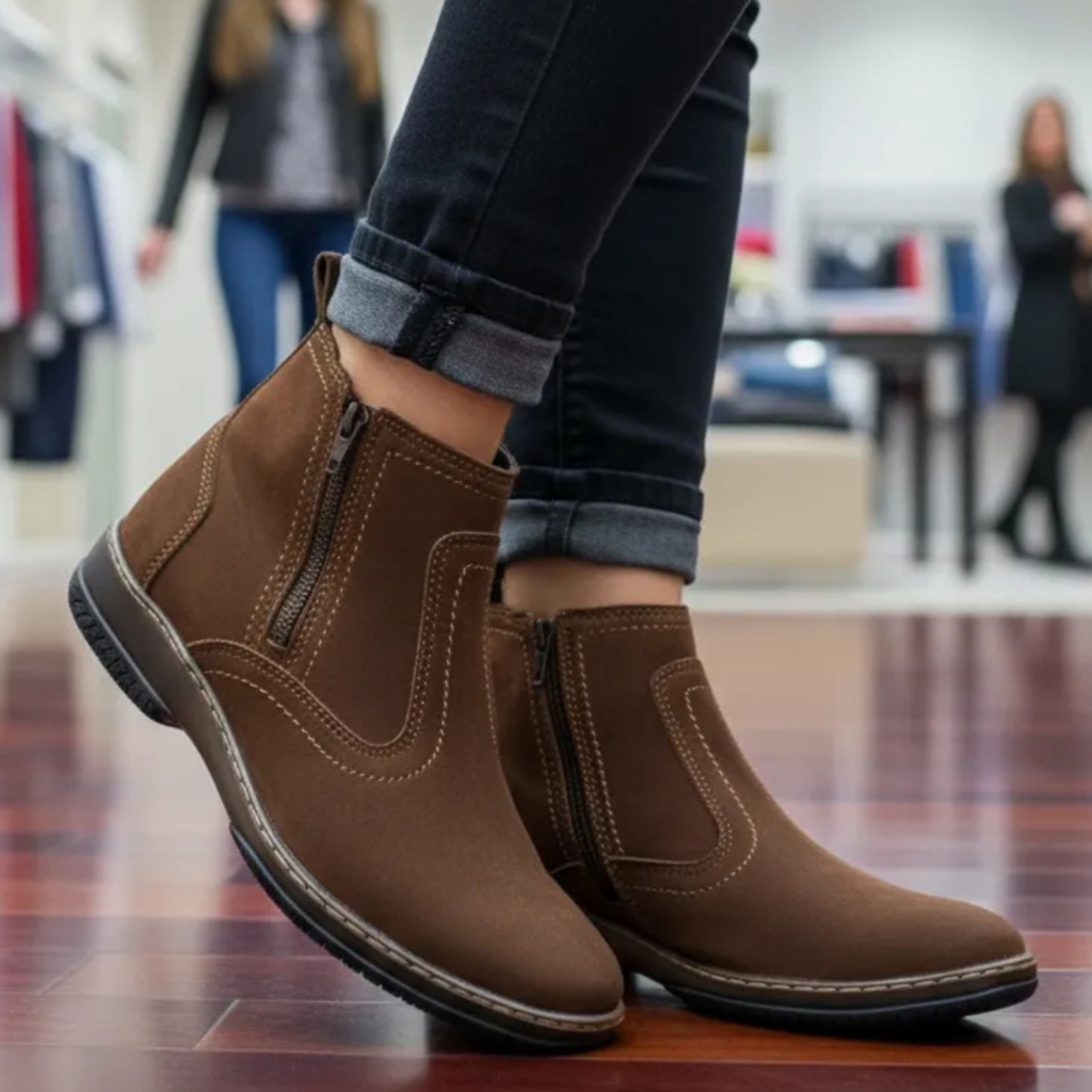 Bota Feminina Mulher Couro Nobuck Vaquejada CAvalgada Cowboy Rodeio Trabalho Serviço Passeio Botina Leve Macia 2220
