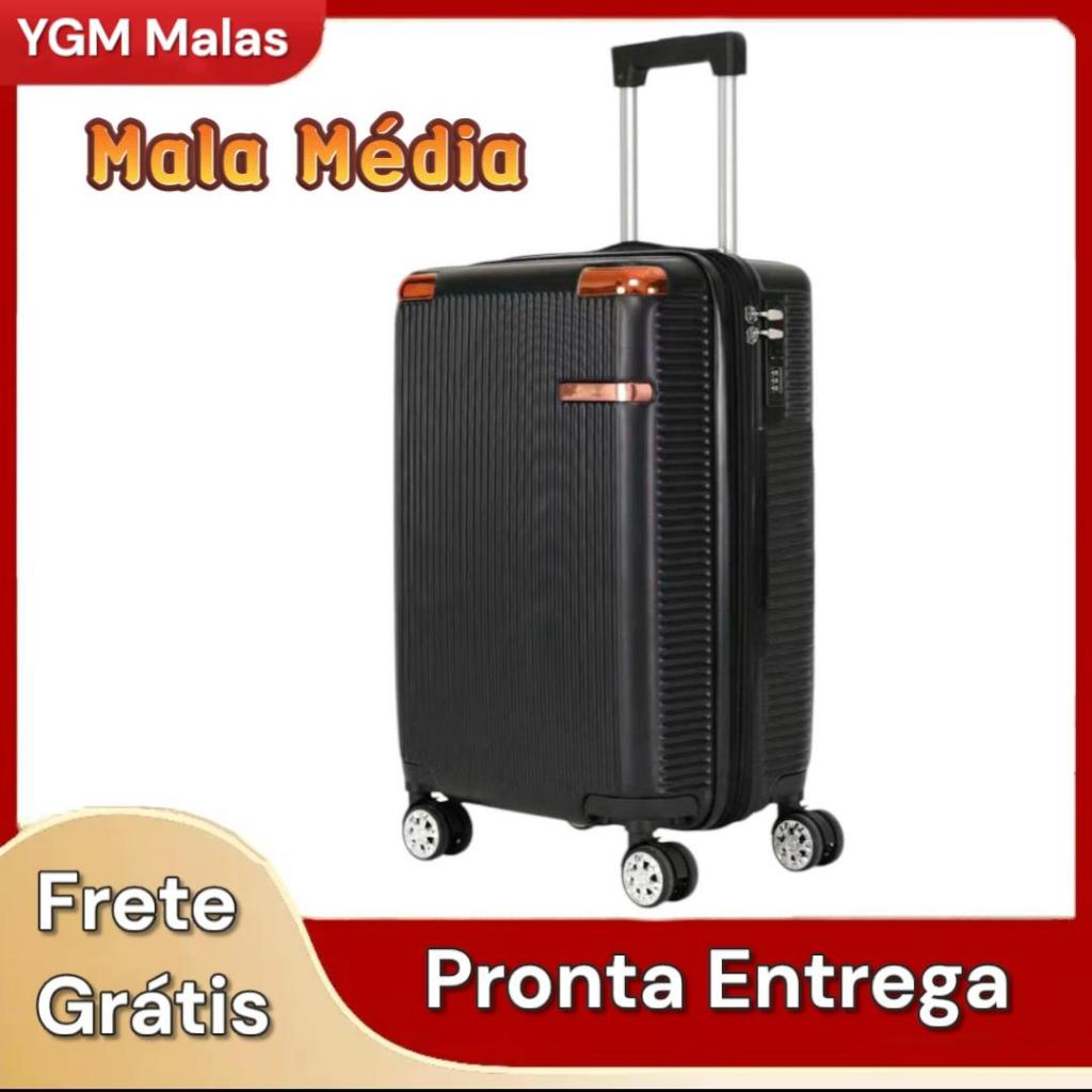 Mala De Viagem Rígido Médio Ygm Malas 60 X 38 X 25 Rodas Removíveis 360° Com Zíper Extensível