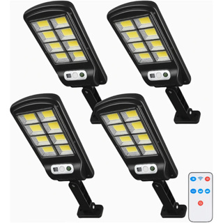 Kit 4 Refletores Solar LED Até 600W Sensor de Presença Controle Remoto à Prova d’Água Branco Frio em Oferta na Shopee
