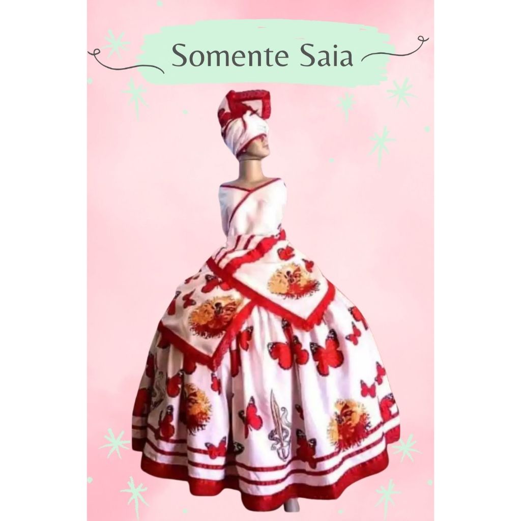 VESTIDO - SAIA OYA BORBOLETA VERMELHA - SAIA ORIXÁ, CABOCLO, BOIADEIRO, SANTO, POMBOGIRA, CIGANA UMBANDA E CANDOMBLÉ em Oferta na Shopee