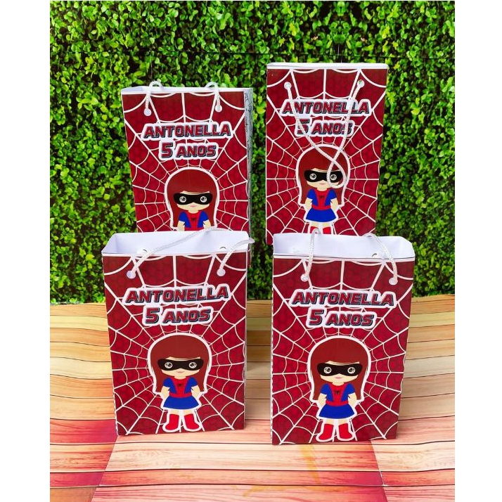 50 Sacolinha Surpresa Personalizada Mulher Aranha para Festa Infantil - Lembrancinhas