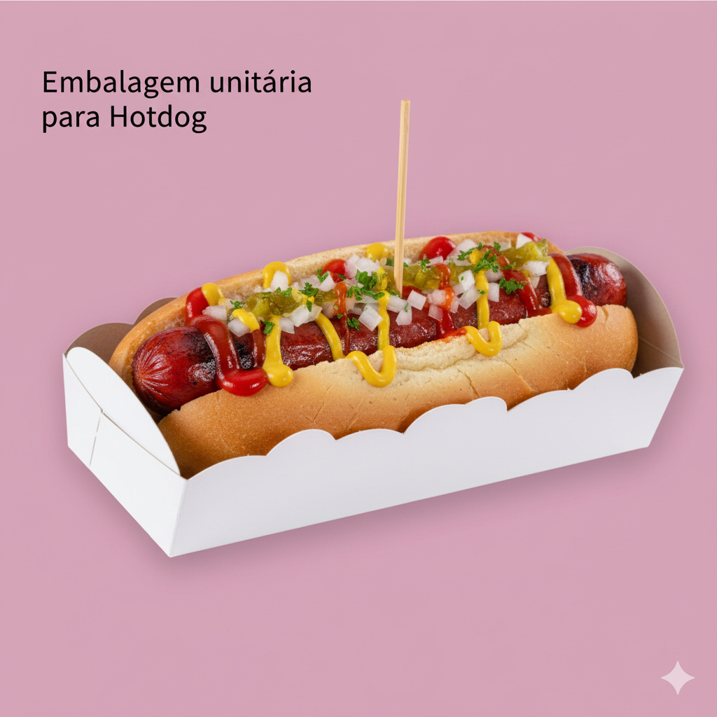 Embalagem para Hot Dog em papel Branco - 19x5x5,5 cm- Pacotes com 10 unidades