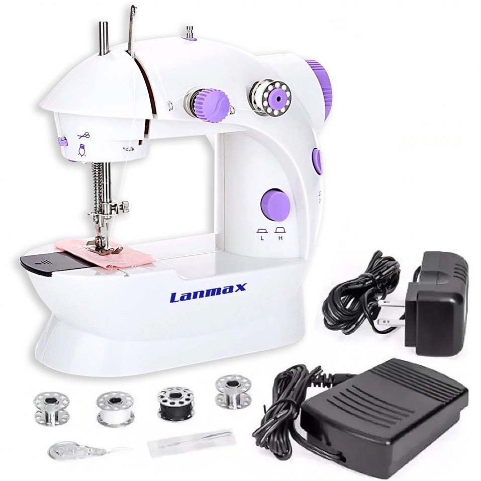 Mini Máquina de Costura Portátil Bivolt Pilhas Domésticas Costura Papel Lanmax LMD-202