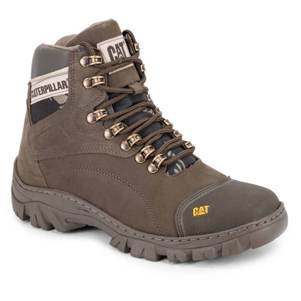 Bota Coturno Masculino Caterpillar Couro Legítimo Alta Qualidade Adventure Dia a Dia Airsoft Bota Militar