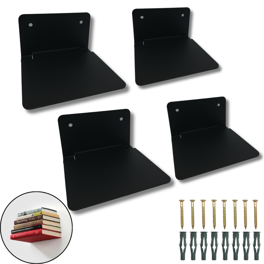 Kit 4 Suportes de Parede Tipo Prateleira Suspensa para Livros Formato Invisível Organização Versátil em Oferta na Shopee
