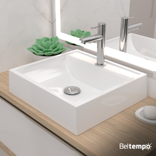 Cuba Pia de Apoio Sobrepor Quadrada 40x37 Branca Banheiro Lavabo Beltempo BT-2003 em Oferta na Shopee