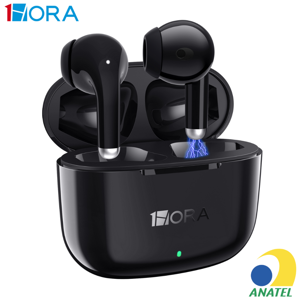 Fone de ouvido Bluetooth 5.3 Sem Fio 1HORA AUT203 Intra auricular confortável Áudio estéreo com graves profundos