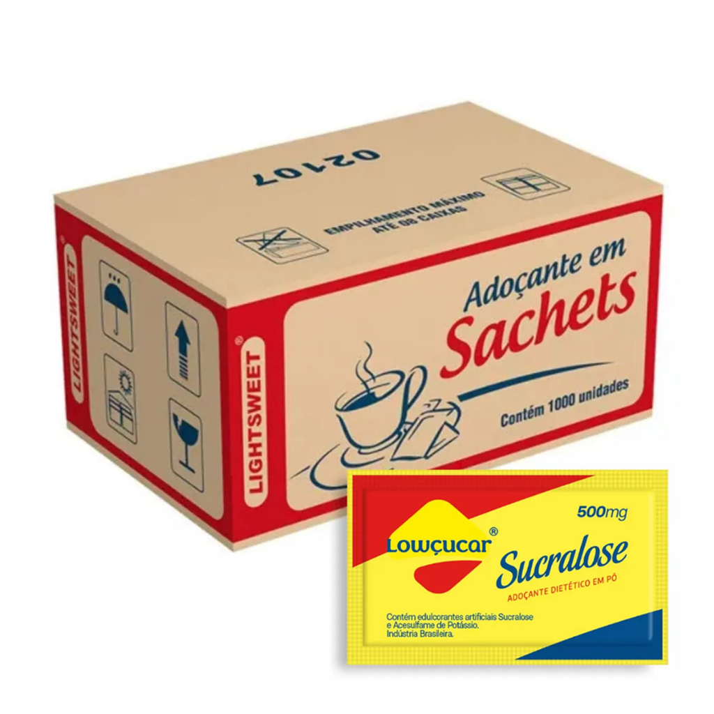 Adocante Lowcucar Sucralose Sache Caixa com 1000 x 0,5G em Oferta na Shopee