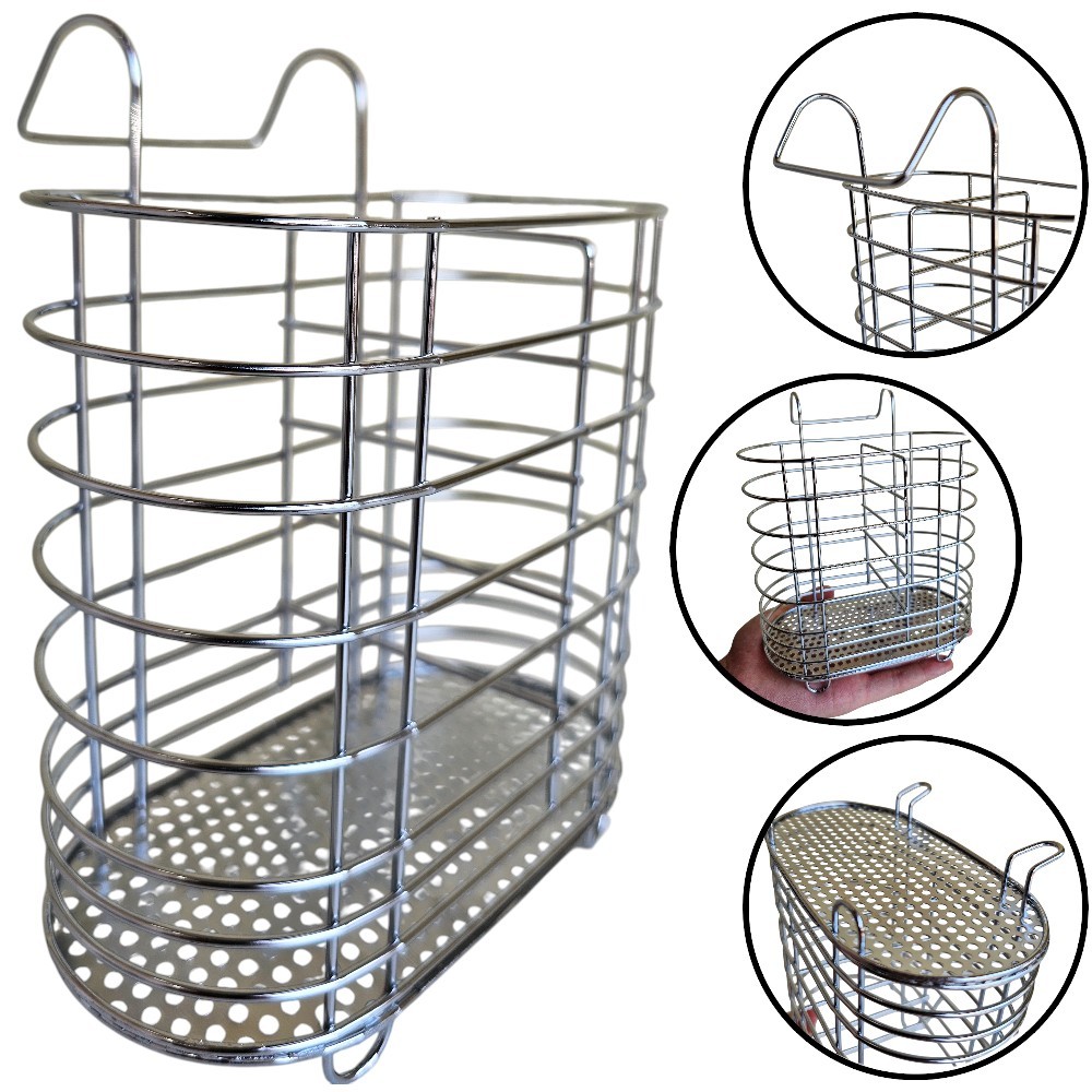 Suporte Porta Talher Escorredor Cozinha Cromado Com Alça Encaixável Resistente em Oferta na Shopee