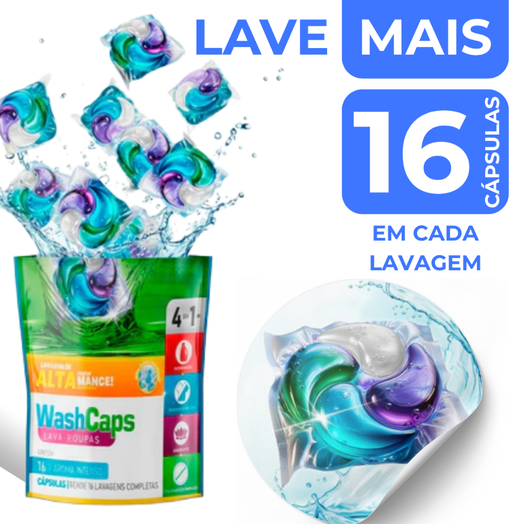 Sabão Cápsula Washcaps 353g Perfume Delicado Suave Lava roupa em cápsula até 16 lavagem em Oferta na Shopee