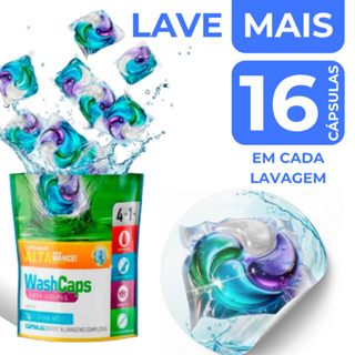 Sabão Cápsula Washcaps 353g Perfume Delicado Suave Lava roupa em cápsula até 16 lavagem em Oferta na Shopee