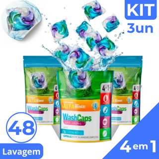 Sabão Cápsula Detergente Lava Roupas Washcaps 353g Perfume Delicado Suave 4em1 - 48 Cápsulas em Oferta na Shopee