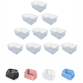 Kit 10 Cesto Organizador Transparente azul rosa branco preto multiuso pequeno 16x12x6Cm em Oferta na Shopee