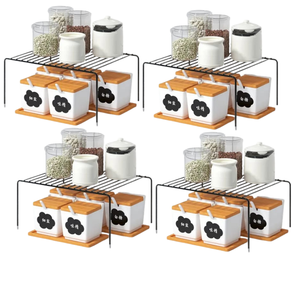 Organizador Armário De Cozinha Tamanho 32cm Metal Cor Preta ou Branco Kit Com 1/2/3/4/5 em Oferta na Shopee