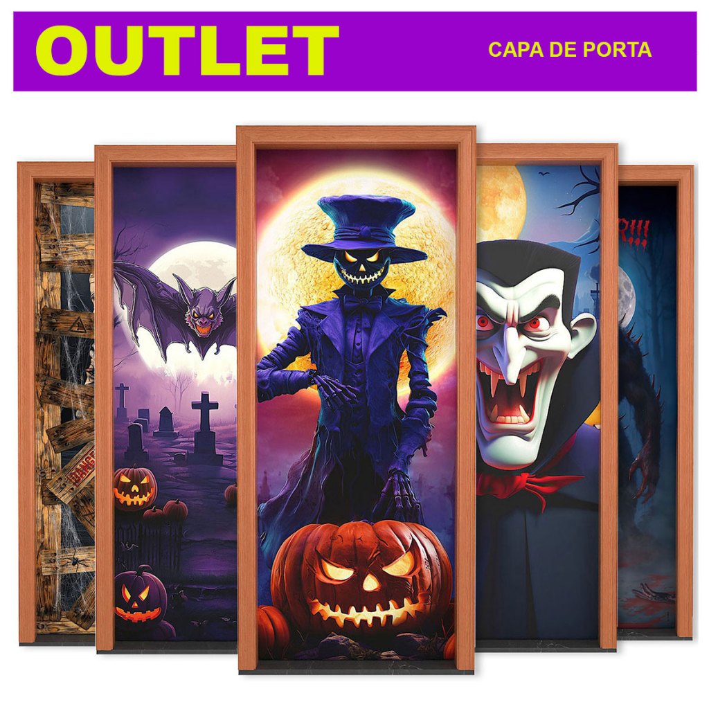 Capa De Porta Decoração Halloween Sublimado Em Tecido 0,85x2,10m - OUTLET em Oferta na Shopee