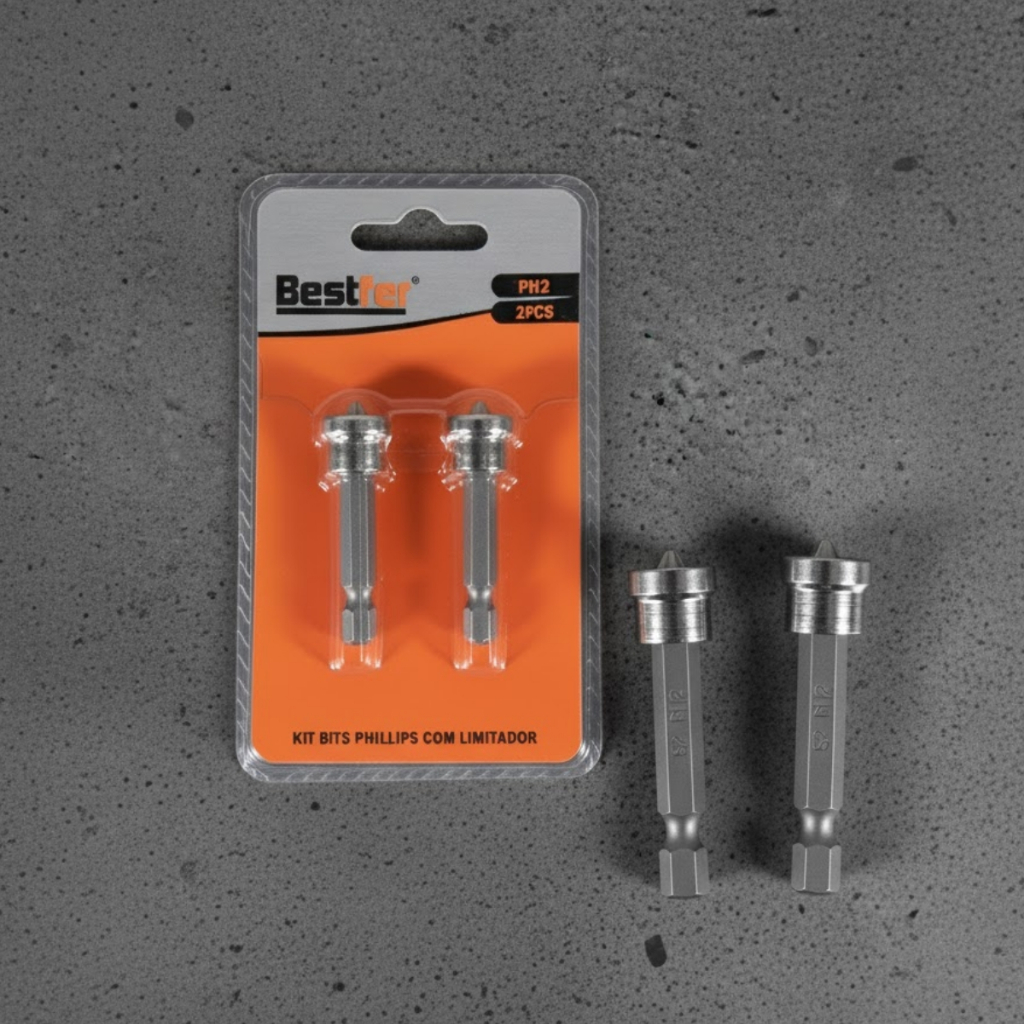 Kit 2 Bits Phillips com Limitador PH2 x 50mm Ideal para Parafusar Drywall e Móveis - Bestfer em Oferta na Shopee