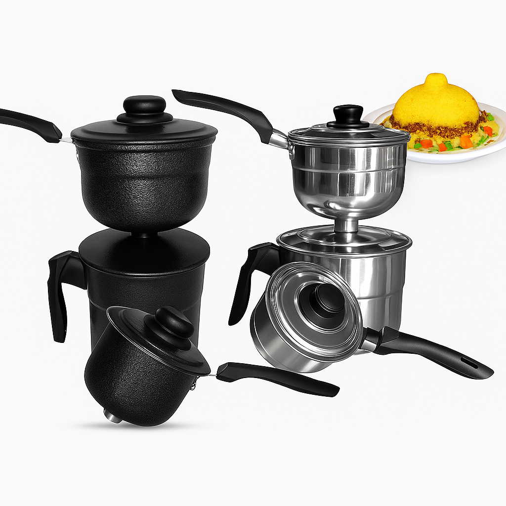 Cuscuzeira Nordestina a Vapor até 2 Cumbucas | “Peito de Moça” | Alumínio Reforçado