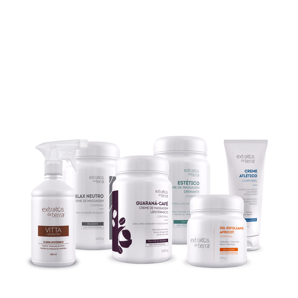 Kit Corporal Iniciante Extratos Da Terra Relax Neutro Guaraná Café Creme de Massagem