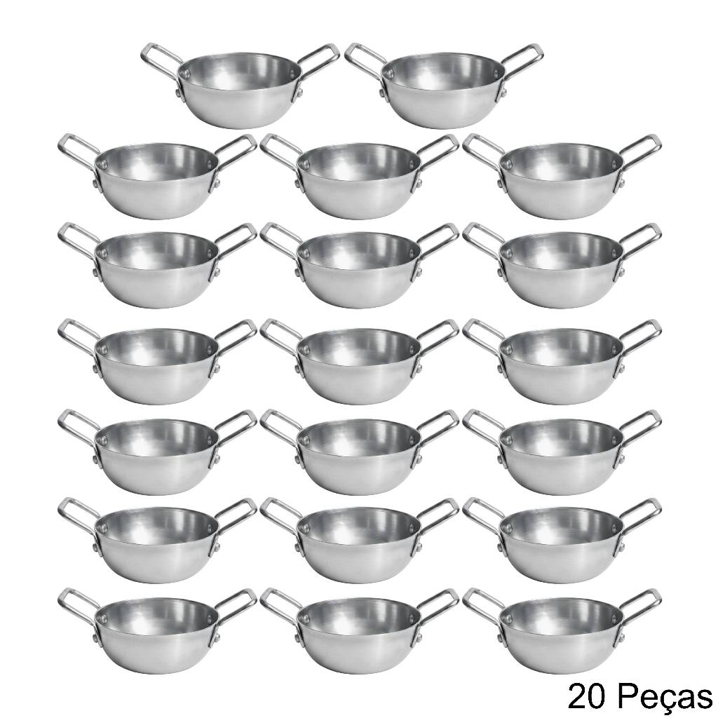 Kit Mini Frigideira Pergaminho Panelinha Em Alumínio N°10 - 150ml 20 Peças Finger Food em Oferta na Shopee