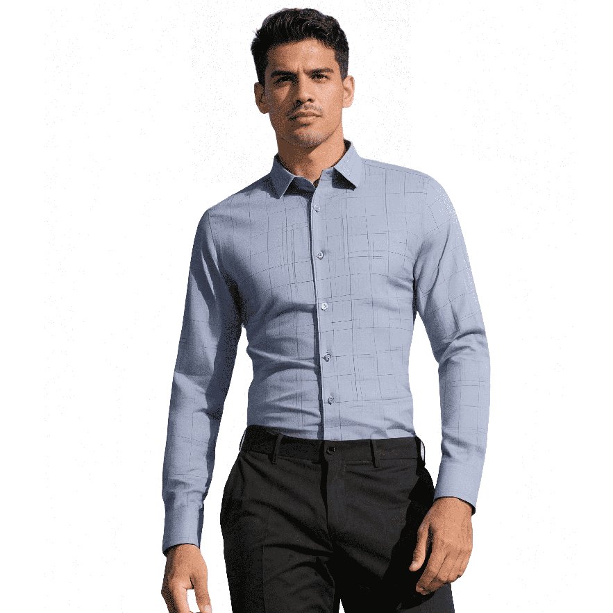 Camisa masculina de manga comprida em poliamida de fibra de bambu e respirável antirrugas