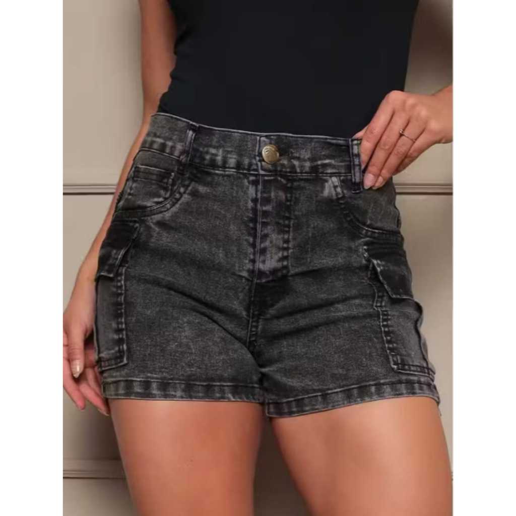 Shorts Curto Feminino Cargo Embina Bumbum Verão