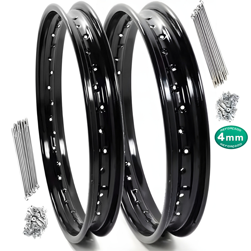 Par Aros Pretos Dianteiro E Traseiro Xtz 250 Lander Raio 4mm