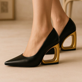 Scarpin Feminino Salto Vazado 8cm Bico Fino Moderno 217