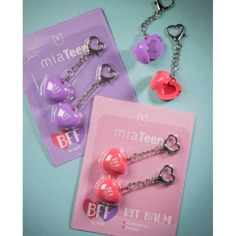 Kit Chaveiro Mia Make BFF Balm Hidratante Labial Incolor Duplas Mia Teen Envio Imediato