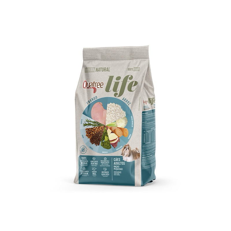Ração Quatree Life Frango e Arroz 10kg – Natural Premium para Cães Adultos e filhotes de Raças Pequenas