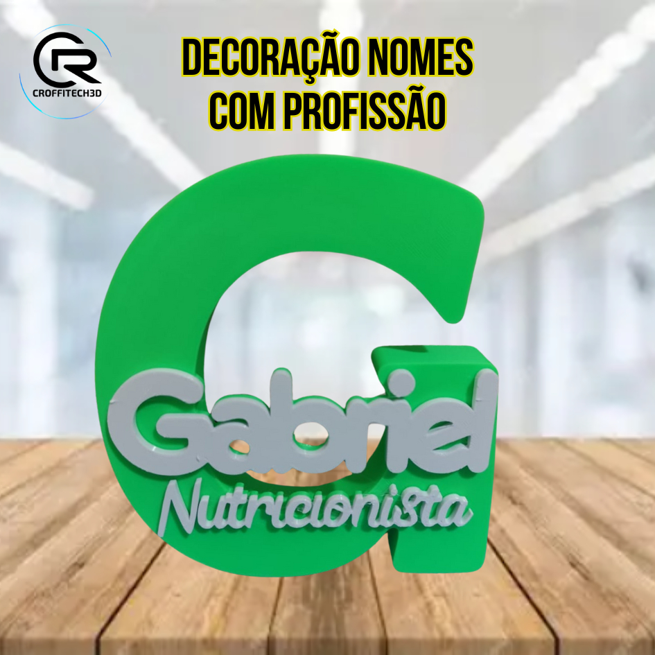 Placa Decorativa Personalizada com Letra grande Nome e Profissão 3D – Presente Criativo e Exclusivo