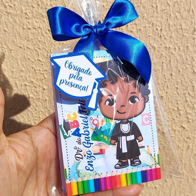 lembrancinha abc, maternidade , formatura- bloquinho de notas + caneta personalizada todos os temas