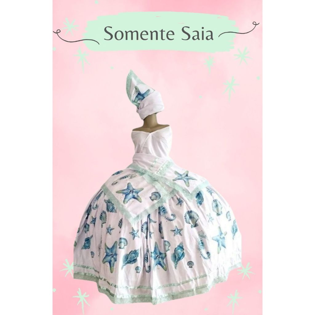 SAIA YEMANJÁ VERDE CLARO - SAIA ORIXÁ, CABOCLO, BOIADEIRO, SANTO, POMBOGIRA, CIGANA UMBANDA E CANDOMBLÉ