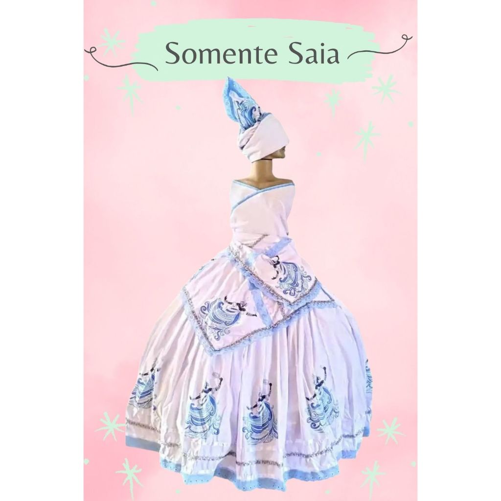 SAIA YEMANJA AZUL BEBE - SAIA ORIXÁ, CABOCLO, BOIADEIRO, SANTO, POMBOGIRA, CIGANA UMBANDA E CANDOMBLÉ - SAIA COM 5 MTS