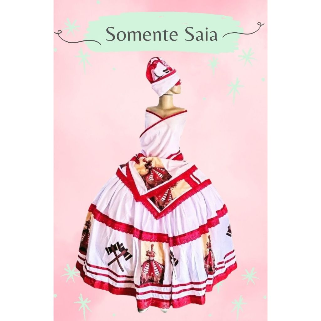 SAIA XANGO VERMELHO COM IMAGEM - SAIA ORIXÁ, CABOCLO, BOIADEIRO, SANTO, POMBOGIRA, CIGANA UMBANDA E CANDOMBLÉ
