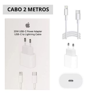 CARREGADOR 20W COMPATIVEL COM IPHONE X XR 11 12 13 14 BRANCO + CABO 2 METROS PD LIGHTNING {ORIGINAL} em Oferta na Shopee