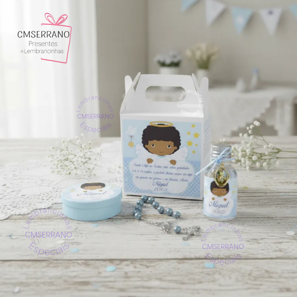50 Lembrancinha Batizado 1ª Comunhão Eucaristia Crisma Personalizado com Mini Terço em 24h Tercinho