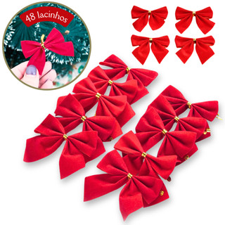 Kit Laços De Natal Vermelho Enfeite Árvore Premium Lacinhos Natalino Decoração Natalina Luxo Camurça