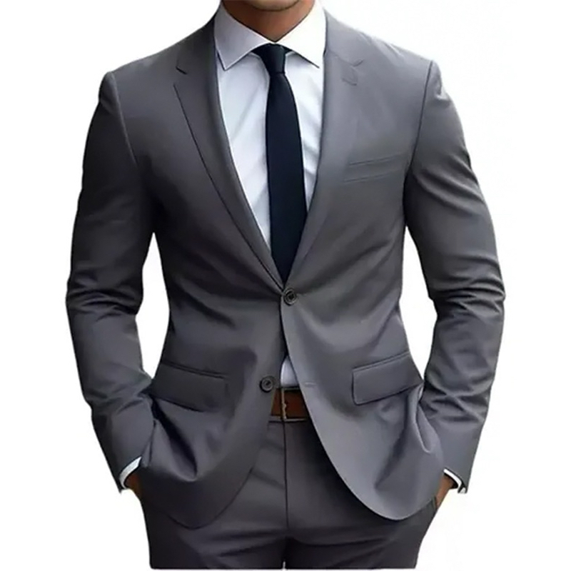 Terno Slim Oxford Premium Cinza Chumbo Masculino Paletó+Calça