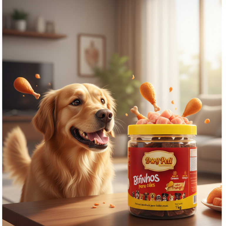 Petisco Bife Dog Peti Bifinho 1kg Frango Cães Petisco Macio e Fácil Digerir Todas as Idades Adultos Pet Cachorros