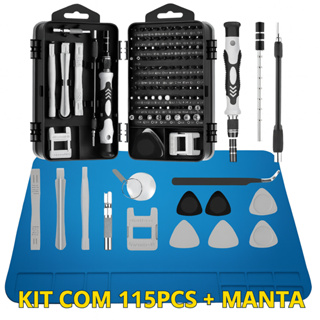 Kit Manutenção Celular Jogo 115 Chaves + Manta Antiestática - Kit Profissional Completo em Oferta na Shopee