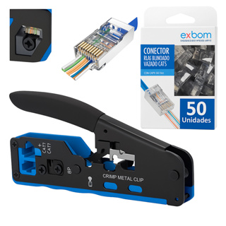 Alicate Crimpar Rj45 Vazado Rj11 Cat5/6/7  50 Rj45 Blindado em Oferta na Shopee