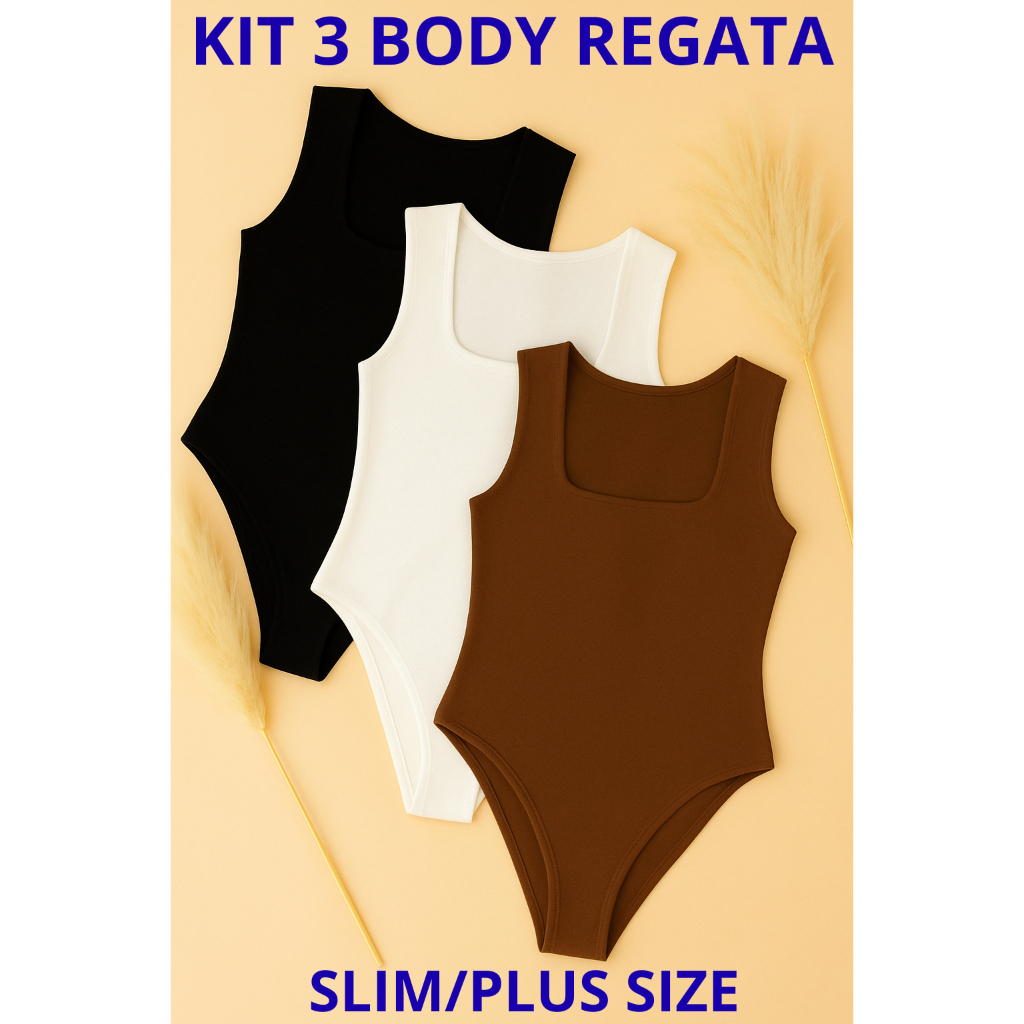 Kit Body Plus Size Regata Decote Quadrado Conforto e Estilo para Todos os Dias em Oferta na Shopee