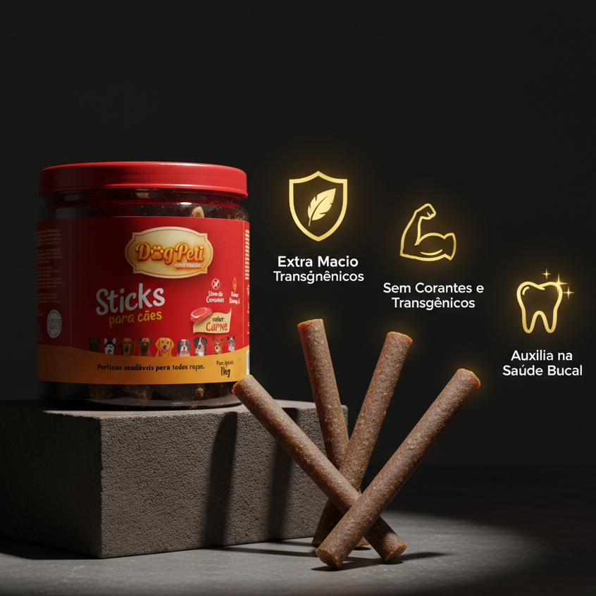 Petisco Palito Bifinho Pet Palitinho Sticks Petiscos Dog Peti Pote 1kg Carne Adestramento Proteína