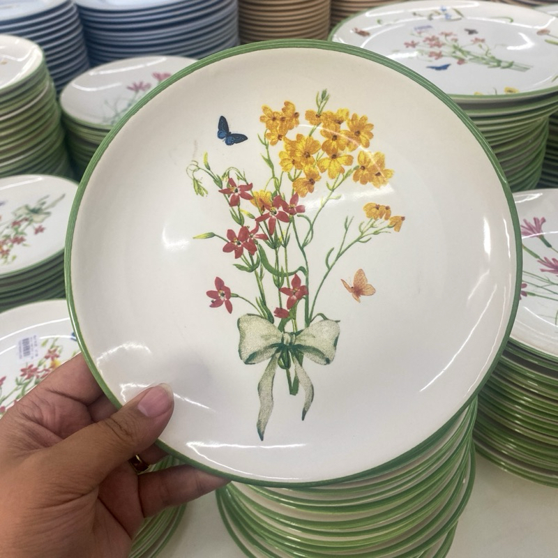 🌼🍃 Prato de Sobremesa Buquê de flores - Cerâmica Scalla 🍃 em Oferta na Shopee