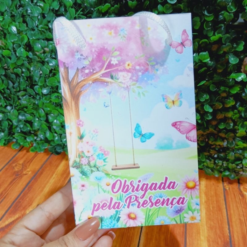 Sacolinha Personalizada Jardim Encantado Jardim de Borboletas Lembrancinha PEGUE E MONTE