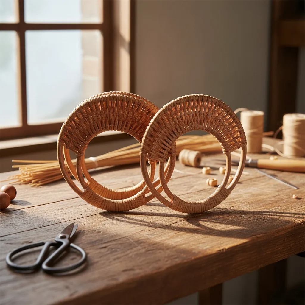 Par Alça P/ Bolsa De Rattan 18cm.