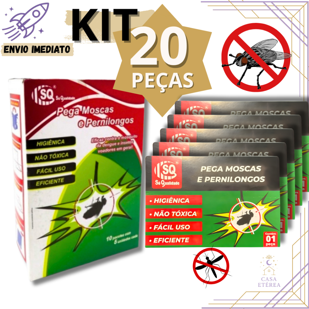 Kit 20 Armadilha Anti Mosca Mosquito Pernilongo Cola Inseticida para Controle de Insetos em Casa e Estabelecimentos em Oferta na Shopee