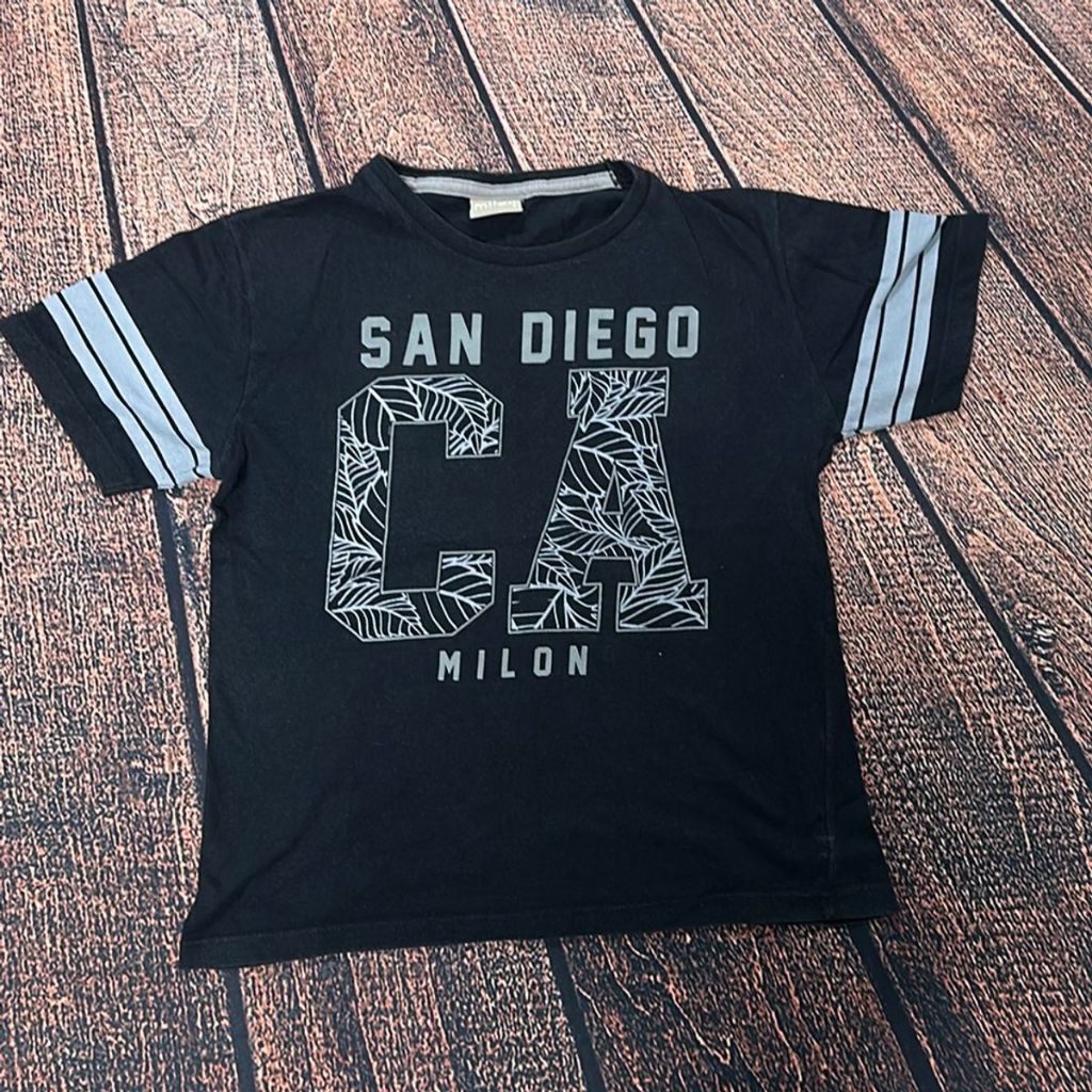 blusa infantil preta de menino manga curta 8, blusa infantil preta básica verão san diego masculino 8 (desapego)