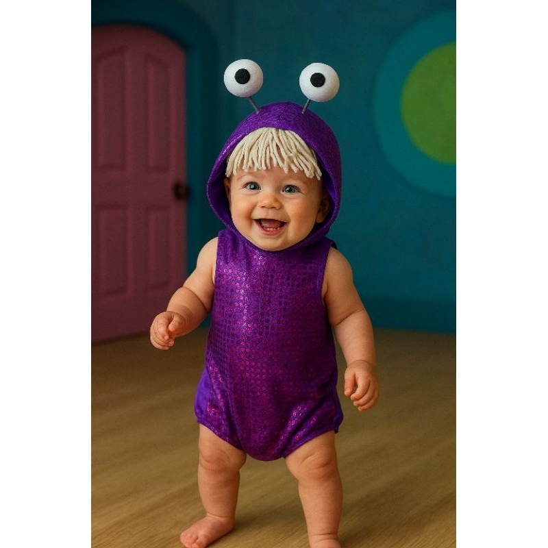 Romper Boo Monstros S.A e Vestido menina mesversário bebê, ensaio fotográfico, festa, do 0 meses aos 4 anos